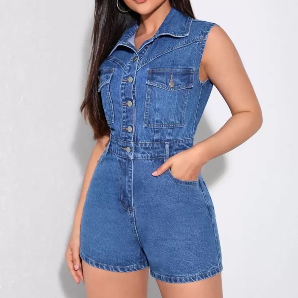 SHEIN Blue Denim Romper